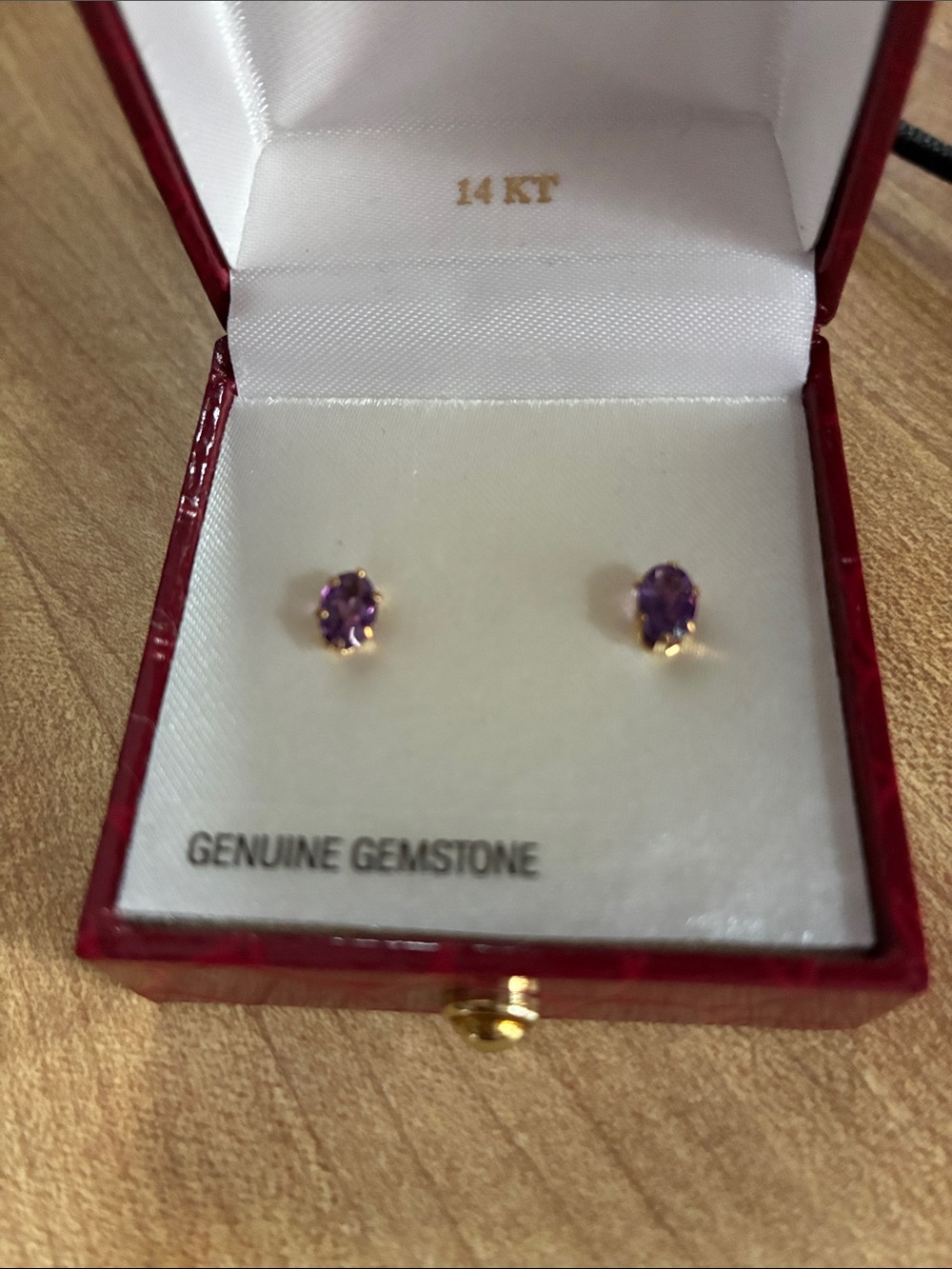 Jacmel 14K Yellow Gold Genuine Amethyst Oval Stud Earrings NIB